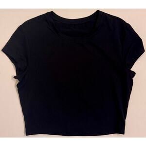 Women's Alo Yoga Alosoft Crop Finesse Short Sleeve Black Top Size S